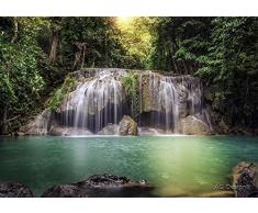 AG Design FTS 1323 Wasserfall, Papier Fototapete - 360x254 cm - 4 teile, Papier, multicolor, 0,1 x 360 x 254 cm