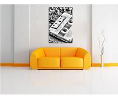 Monocrome, Kasette Retro, Format: 80x60 auf Leinwand, XXL riesige Bilder fertig gerahmt mit Keilrahmen, Kunstdruck auf Wandbild mit Rahmen, günstiger als Gemälde oder Ölbild, kein Poster oder Plakat