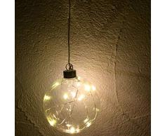 Annastore Glaskugel mit 10er LED Lichterkette, batteriebetrieben