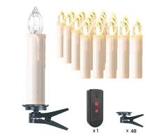 MVPOWER 20er Weinachten LED Kerzen Kabellos Warmweiß Weihnachtskerzen Christbaumkerzen Dimmen Flackern Baumkerze-Set,LED-Lichtfarbe Warmweiß