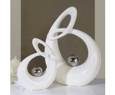 Moderne Skulptur LIFE weiß/silber aus Keramik Höhe 22 cm Breite 17 cm