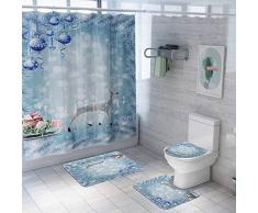 U/A Baddecken Duschvorhang Badezimmer Anti-Rutsch-Teppich Toilettenbezug Kissen Set Weihnachtsanhänger Dekoration 40 x 75 cm 40 x 45 cm 37 x 42 cm 180 x 180 cm