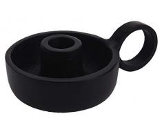 Marzoon 2 Stück Vintage Metall Kammerleuchter Kerzenhalter mit Tellerfuß und Griff im Set, kleine Kerzenständer für schmale Stabkerzen in Matt Schwarz