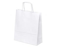 kgpack 25 STK. Weiß Papiertaschen klein 20 x 24 x 8 cm Bodenbeutel Tragetaschen Obstbeutel Mitgebseltüten Geschenktaschen Süßigkeiten Geschenkverpackung Gastgeschenke Tüten Weiß Kraft Geschenkpapier