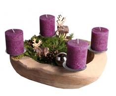 Trendy Home GmbH Adventskranz Adventsschale Teak rund Ø 25 cm Wurzelschale Wurzelholz Holzschale Teakschale Dekoschale