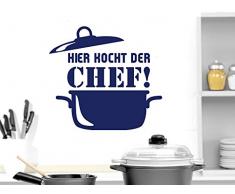 Wandtattoo Wandaufkleber Tattoo Sprüche für Küche Hier kocht der Chef Koch (33x30cm//070 schwarz)