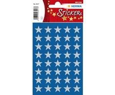 Herma 15501 Sterne Aufkleber Weihnachten silber, 378 Sticker in 5 verschiedenen Formaten, Weihnachtssticker Deko silbern glänzend