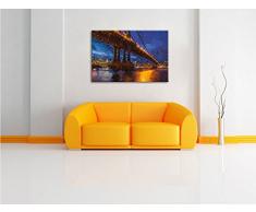 Manhatten Brücke New York Kunst Pinsel Effekt, Format: 60x40 auf Leinwand, XXL riesige Bilder fertig gerahmt mit Keilrahmen, Kunstdruck auf Wandbild mit Rahmen, günstiger als Gemälde oder Ölbild, kein Poster oder Plakat