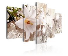 murando - Bilder Blumen Lilien 100x50 cm Vlies Leinwandbild 5 TLG Kunstdruck modern Wandbilder XXL Wanddekoration Design Wand Bild - Vögel b-A-0308-b-m