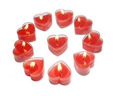 Smart-Planet® Kerzen Ambiente - rote Herzen Teelichter 10 Stück zum Dekorieren Herz für Valentinstag Hochzeit Geburtstag Teelicht rot in Herzform