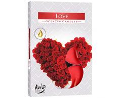 hibuy Duft Teelichter/Duftkerzen - Love - Rosen Duft - Brenndauer 4 Stunden - 6 Stück