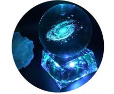 Galaxie Kristallkugel - Glaskugel Ornamente zum Kinder Nachtlichter mit LED Lampensockel, Durchsichtig 80mm Galaxy Beleuchtung kinder geschenke, Galaxy Lampe kinder nachtlicht
