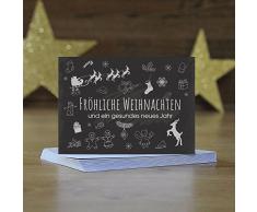 15 x Weihnachtskarten (Tafel Kreide Look modern) 15 x Grußkarten im Postkarten Format mit Umschlag / Weihnachten