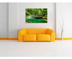Tropischer Fluss Format: 120x80 auf Leinwand, XXL riesige Bilder fertig gerahmt mit Keilrahmen, Kunstdruck auf Wandbild mit Rahmen, günstiger als Gemälde oder Ölbild, kein Poster oder Plakat