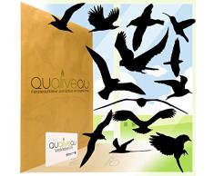 QUALIVEAU® 12-30cm Große Fensterbilder Aufkleber zum Schutz vor Vogelschlag, Komplettset mit Verklebehilfe, Schwarz