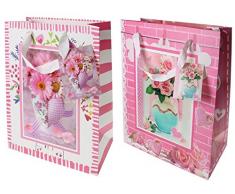 Geschenktasche / Geschenktüte medium 3D-Bild Blumenstrauß Hochzeit / Geburtstag / Jubiläum: VE: 12, 2 Motive