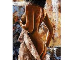 CoorArt Malen nach Zahlen Erwachsene Kinder, DIY Ölgemälde, Weiblicher Akt zurück sexy - 40x50cm