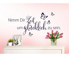 Wandaro Wandtattoo Spruch Nimm Dir Zeit um I schwarz (BxH) 80 x 36 cm I Aufkleber selbstklebend für Wohnzimmer Schlafzimmer Wandaufkleber Zitate Wandsticker W3307