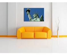 Gigantische Freiheitsstatue in New York Format: 120x80 auf Leinwand, XXL riesige Bilder fertig gerahmt mit Keilrahmen, Kunstdruck auf Wandbild mit Rahmen, günstiger als Gemälde oder Ölbild, kein Poster oder Plakat