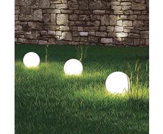 Dekorative LED Solarleuchte MARLA Durchmesser 25cm Garten-Dekokugel Solar-Kugellampe mit Erdspieß Balkon-Terrassen-Camping-Leuchte Solar-Dekorations-Party-Leuchte (3 x 25cm)