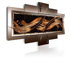 murando - Bilder 225x112 cm - Leinwandbilder - Fertig Aufgespannt - Vlies Leinwand - 5 Teilig - Wandbilder XXL - Kunstdrucke - Wandbild - Abstrakt braun schwarz gold violett grün geld a-A-0034-b-n