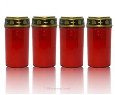 CardioCell LED-Grablicht rot mit Batterie | LED-Grabkerze mit naturgetreuem Flackereffekt | Grablichtkerze ist Wind- und Wetterfest | Hochwertige Grablichter (4X LED-Grablicht rot mit Batterie)