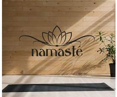 tjapalo® Tk51 wandtattoo Yoga Zitat Buddha Lotusblüte Sprüche Wandaufkleber Namaste Spruch Aufkleber Wanddeko indisch Lotus sanskrit, Größe: B58xH23cm, Farbe: schwarz