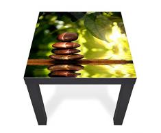 banjado Glas Abdeckplatte für Lack Tisch 55x55cm | Glasplatte Sicherheitsglas Motiv Feng Shui | Glasbild beschreibbar | Tischplatte perfekt für Beistelltisch, Couchtisch, Sofatisch schwarz, Glasplatte