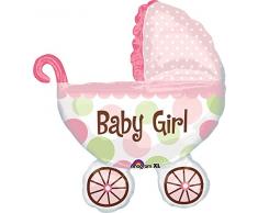 Anagram 1789601 - Party und Dekoration - Folienballon Super Shape - Kinderwagen - Baby Girl, circa 71 x 79 cm