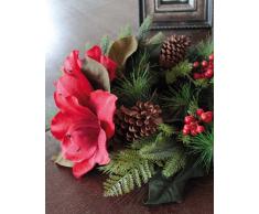 Künstlicher Kranz mit Zapfen, roter Amaryllis & roten Beeren, Ø 35 cm - Türkranz / Tischkranz - artplants
