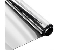 Homein Selbstklebende Spiegelfolie 76x300 cm, Sonnenschutzfolie Tönungsfolie Wärmeschutzfolie Fensterfolie Sonnenschutz Hitzeschutz UV-Schutz Sichtschutz Verdunkelungsfolie Thermofolie Silberfolie