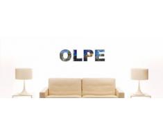 Wandtattoo farbige Wandschrift Städtename Olpe mit Sehenswürdigkeiten 80 x 21 cm Länge