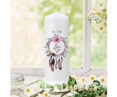 ilka parey wandtattoo-welt Taufkerze Kerze zur Taufe oder Geburt Kommunionkerze Blumenkranz Traumfänger Spruch Wunschname & Datum wk110