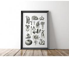 Poster Gemüse DIN A4 , Poster Küche, Wandbild Gemüse, Poster Vintage, Küchenposter