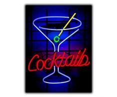 Metall Schild Neon Cocktails Küche Bar Pub Decor Man Cave Kunstdruck Poster, Aluminium Metall Schilder 20,3 x 30,5 cm