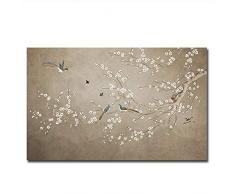 JIAJIAFANBUHUA China Stil Leinwand Malerei Blume Moderne Ölgemälde Wandkunst Bilder Für Wohnzimmer Wohnkultur-60x90 cm Kein Rahmen