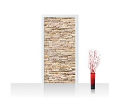 Türtapete selbstklebend 100x211 cm PREMIUM PLUS Tür Fototapete Türposter Türpanel Foto Tapete Bild -ASIAN STONE WALL No. 2 - NATURAL - Steintapete Wandbild Steinwand Steintapete Asia Asien - no. 142