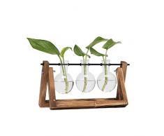 Hyindoor Hydroponik Hängevase Glasvase Blumenvase Tischvase Dekovase Holz Halter