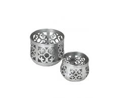2er Set Orientalisches Windlicht Schwimmlicht orientalisch Afat 13cm Groß Silber | Orientalische Teelichthalter Schwimmschale Silberfarben | Marokkanische Windlichter aus Metall als Party Dekoration