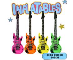 Henbrandt the Harlequin Brand Aufblasbare Gitarre Luftgitarre 3er Set Neon Bunt ca.106 cm Rock Party Deko