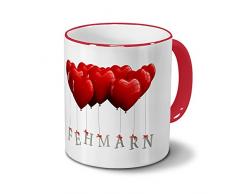 Städtetasse Fehmarn - Design Herzballons - Stadt-Tasse, City-Mug - Becher Rot