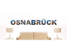 Wandtattoo farbige Wandschrift Städtename Osnabrück mit Sehenswürdigkeiten 120 x 15 cm Länge