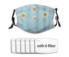 LISUMAL Gesichtsbedeckung,Daisy Flower Retro Daisy Bloom Knospen Ölgemälde Romantik,Unisex Wiederverwendbar Winddicht Staubschutz Mund Bandanas Outdoor Camping Motorrad Running Neck Mit 6 Filtern