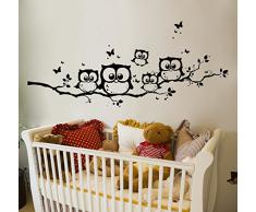 ilka parey wandtattoo-welt® Wandtattoo Wandaufkleber Eule Eulen auf Zweig Ast Eulenwandtattoo mit Schmetterlingen und Punkten M1474 - ausgewählte Farbe: *Beere* ausgewählte Größe:*M 80cm breit x 26cm hoch