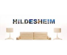 Wandtattoo farbige Wandschrift Städtename Hildesheim mit Sehenswürdigkeiten 80 x 9 cm Länge