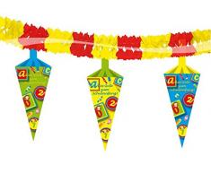 Folat 61316 - Banner / Girlande Schulanfang - Schultüte - ca. 4 m Lang - ca. 25 cm Hoch - 12 Stk.