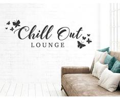 tjapalo® s-pkm442 wandtattoo chillout lounge Wandtattoo Wohnzimmer Spruch Wandsticker Wohnzimmer modern Wandtatoo Badezimmer Wellness viele Farben, Größe: B58xH20, Farbe: schwarz