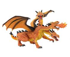 Bullyland 75548 - Spielfigur, Drachen mit 3 Köpfen orange, ca. 20 cm groß, liebevoll handbemalte Figur, PVC-frei, tolles Geschenk für Jungen und Mädchen zum fantasievollen Spielen