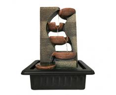 Dehner Zimmerbrunnen Steinkrüge mit LED Beleuchtung, ca. 40 x 23 x 31 cm, Polyresin, grau