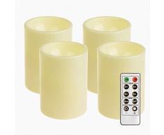 4-Pack Outdoor Plastik Kerzen, Batterie Betriebene Flammenlose Geführte Kerzen Lichter Mit Timer Für Haupt Partei Weihnachts Dekoration (7.6 * 10.2cm), Elfenbein